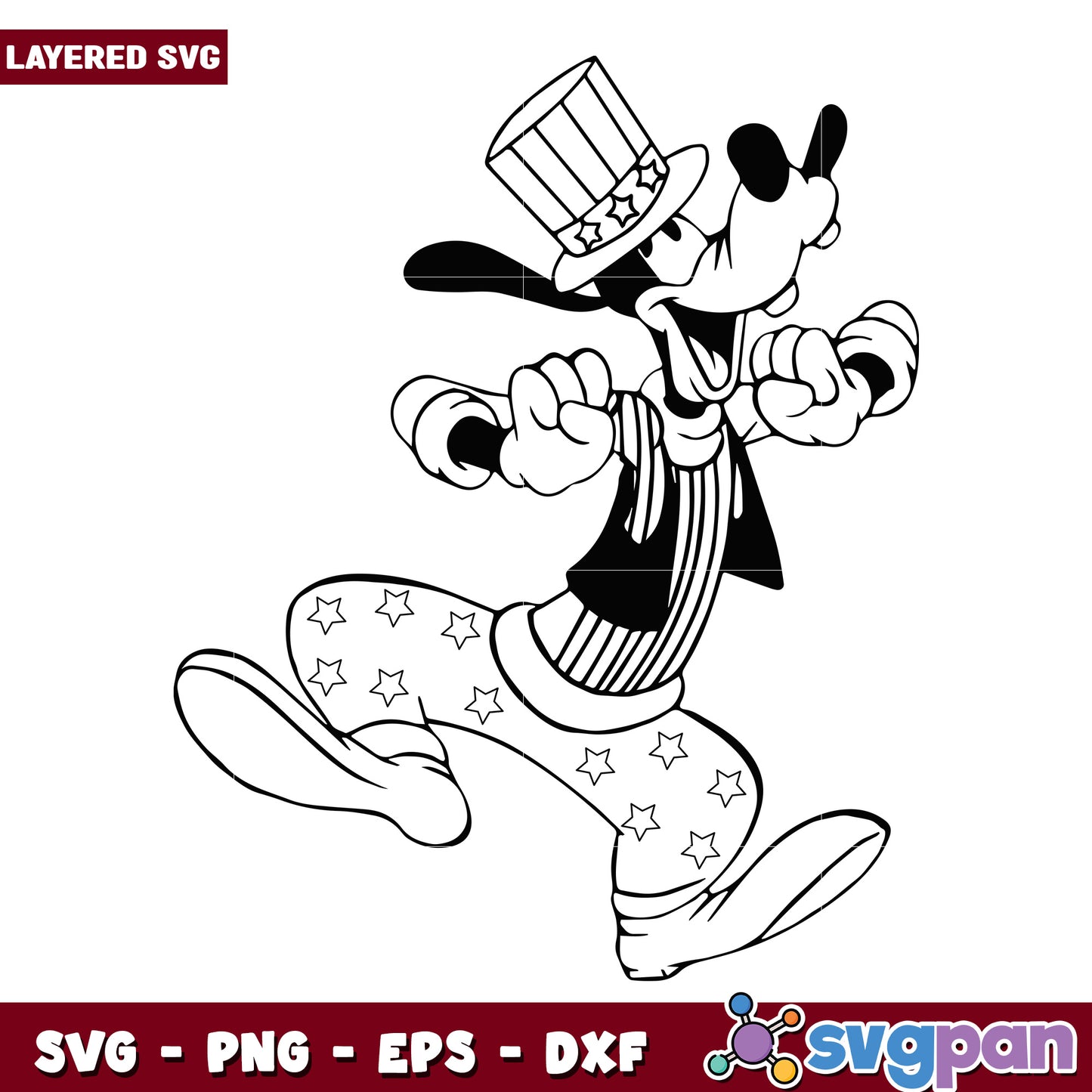 Goofy Patriotic SVG 4th of July Clipart