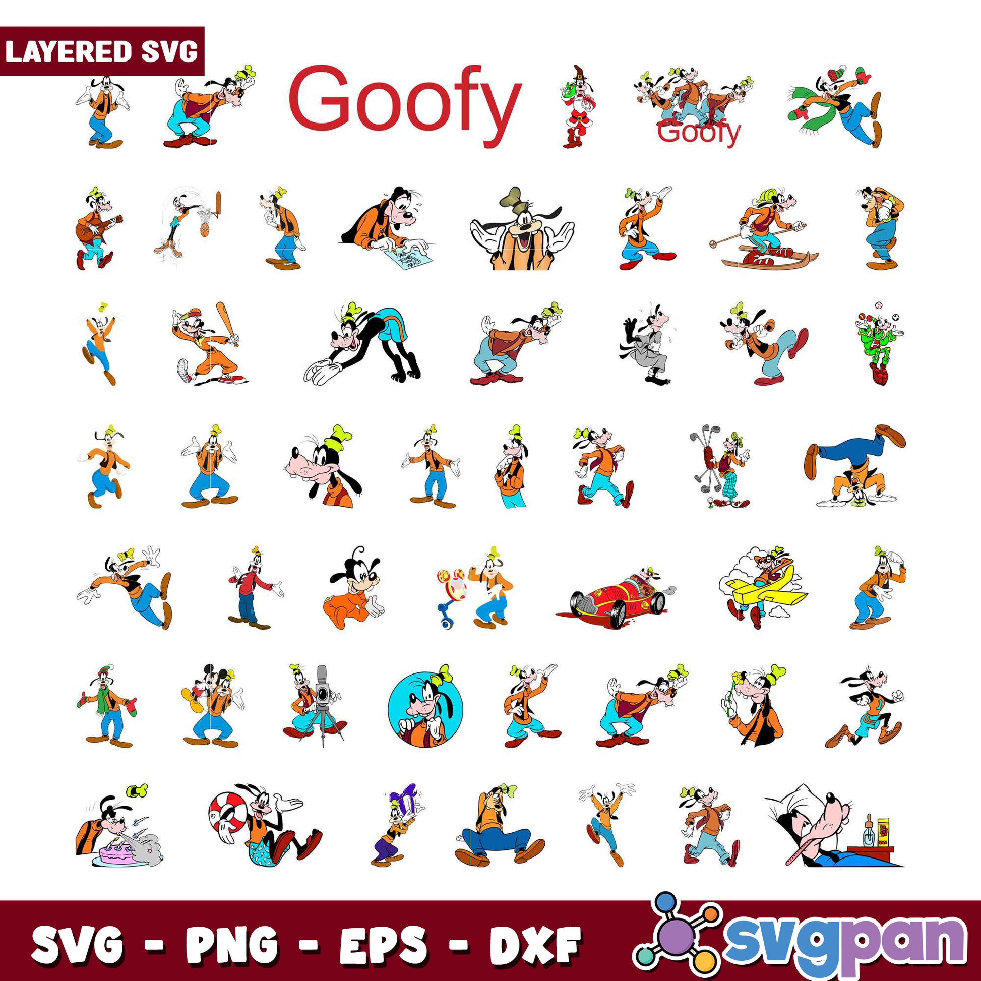 Goofy SVG Bundle 30+ Layered Designs