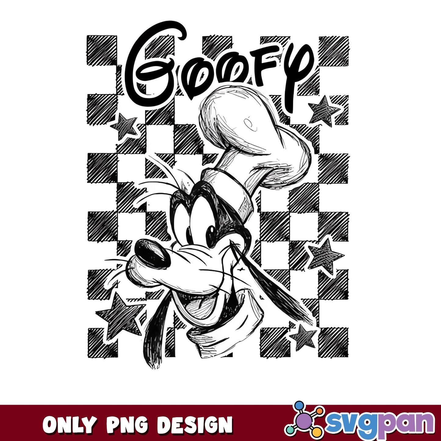 Goofy Checkered PNG, Disney Sketch PNG, Disney Character PNG