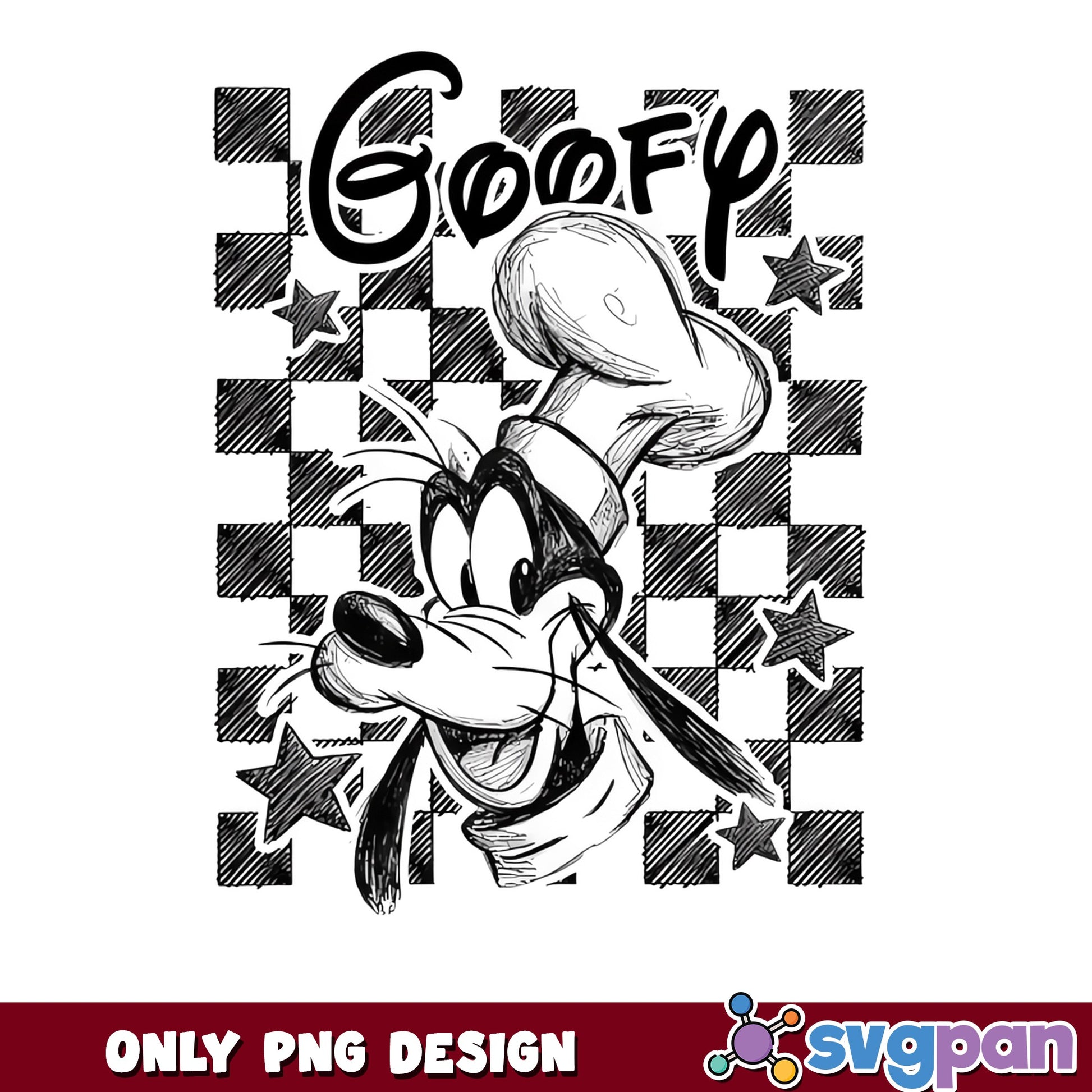 Goofy Checkered PNG, Disney Sketch PNG, Disney Character PNG