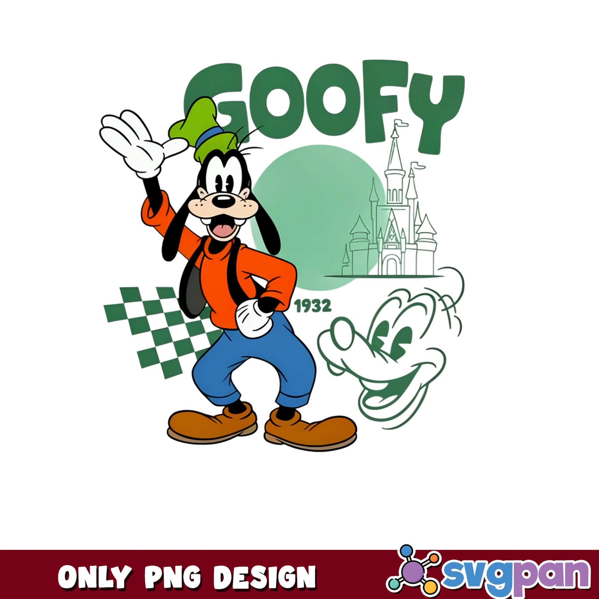 Goofy Disney Castle 1932 PNG, Disney Character PNG, Magic Kingdom PNG