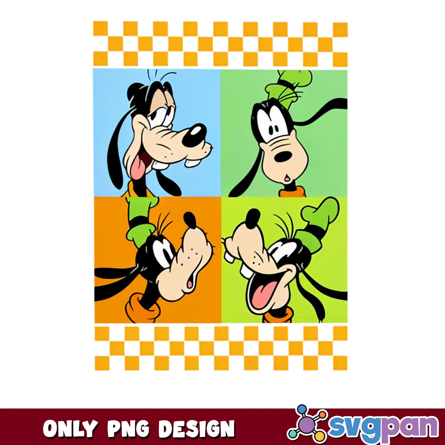Goofy Faces Pop Art Checkered PNG, Disney Goofy PNG, Funny Goofy PNG