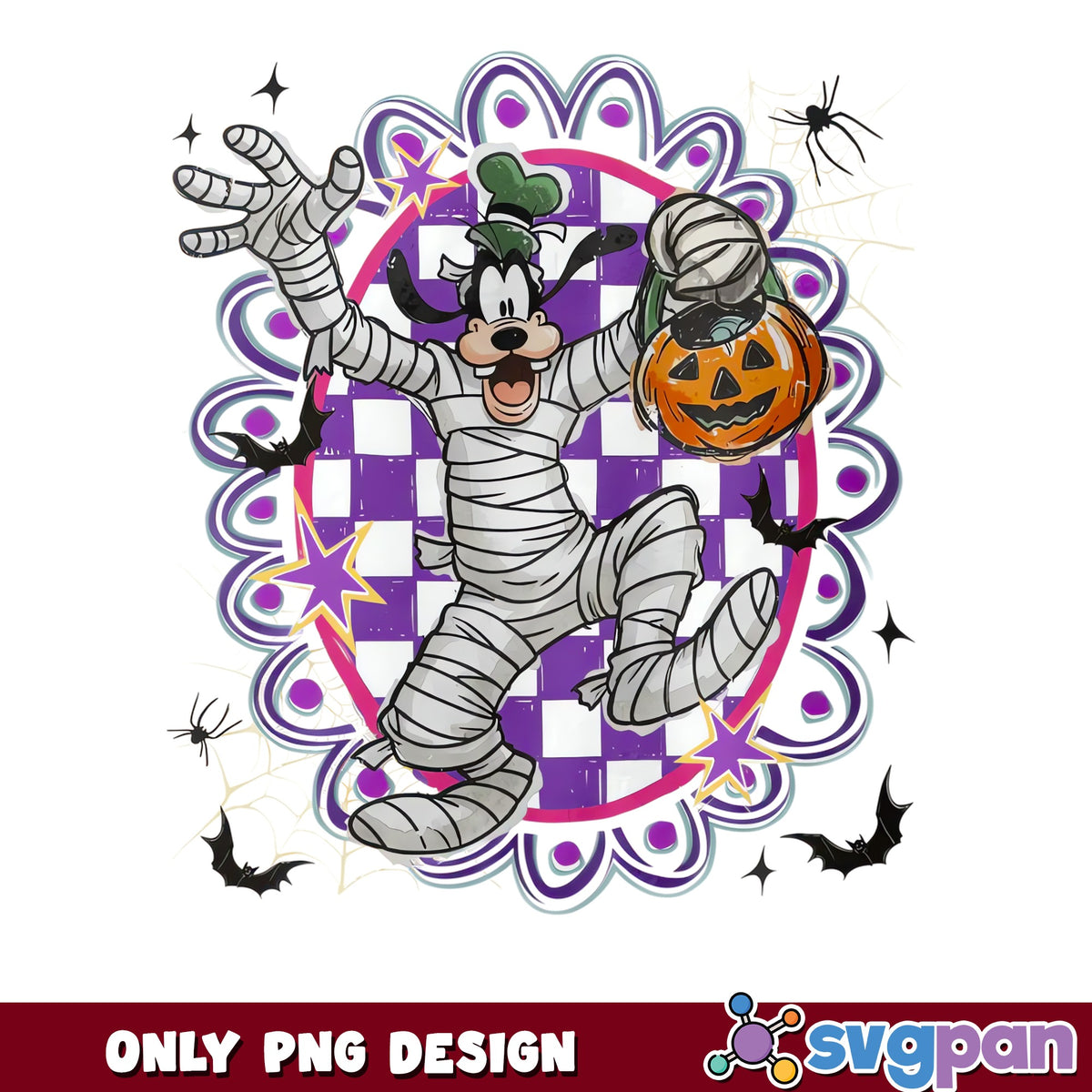 Goofy Mummy Halloween PNG, Disney Trick Or Treat Pumpkin, Spooky PNG