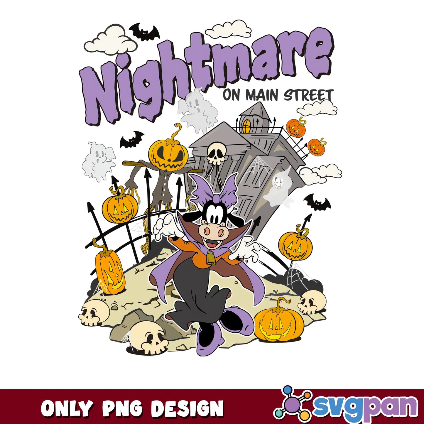 Goofy Vampire Dracula Nightmare On Main Street PNG, Halloween, PNG
