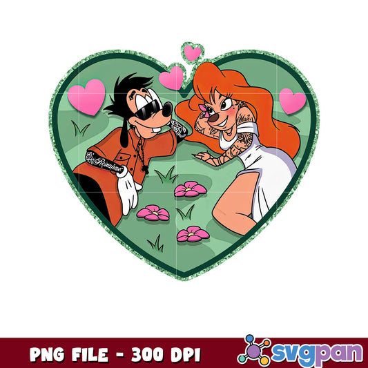 Goofy and Max heart design PNG file, perfect for crafts