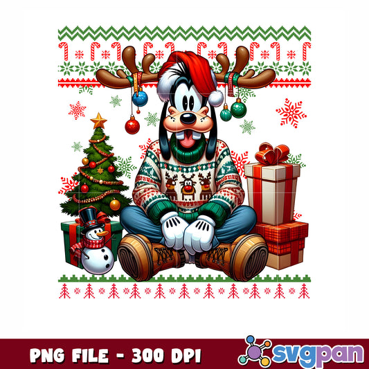 Goofy christmas png, christmas cartoons png, goofy design png