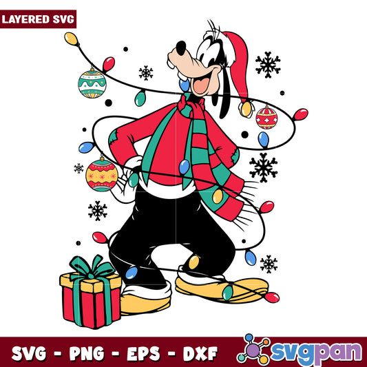 Goofy christmas svg, christmas lights svg, cartoon svg