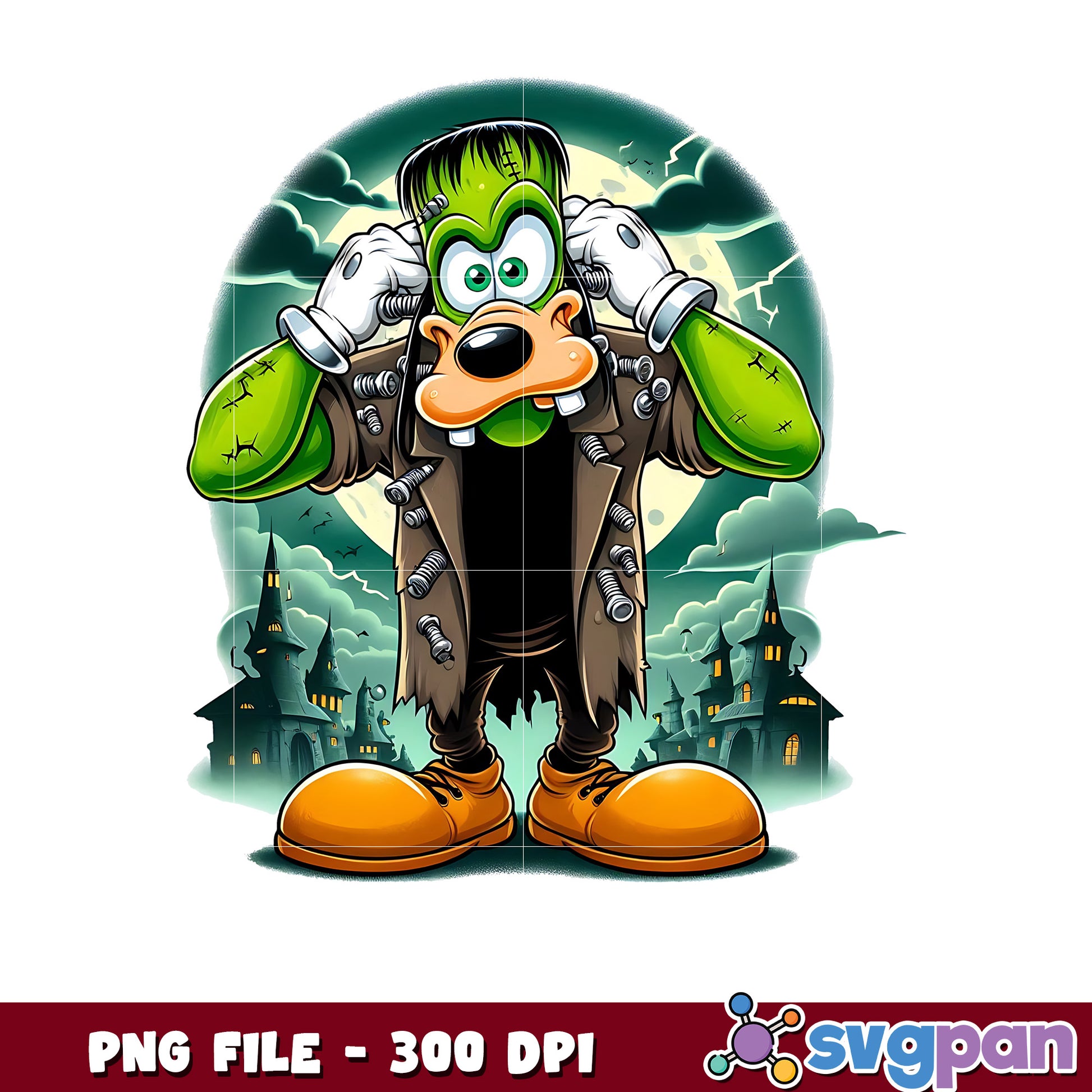 Goofy frankenstein png, happy halloween png, halloween decor​ png