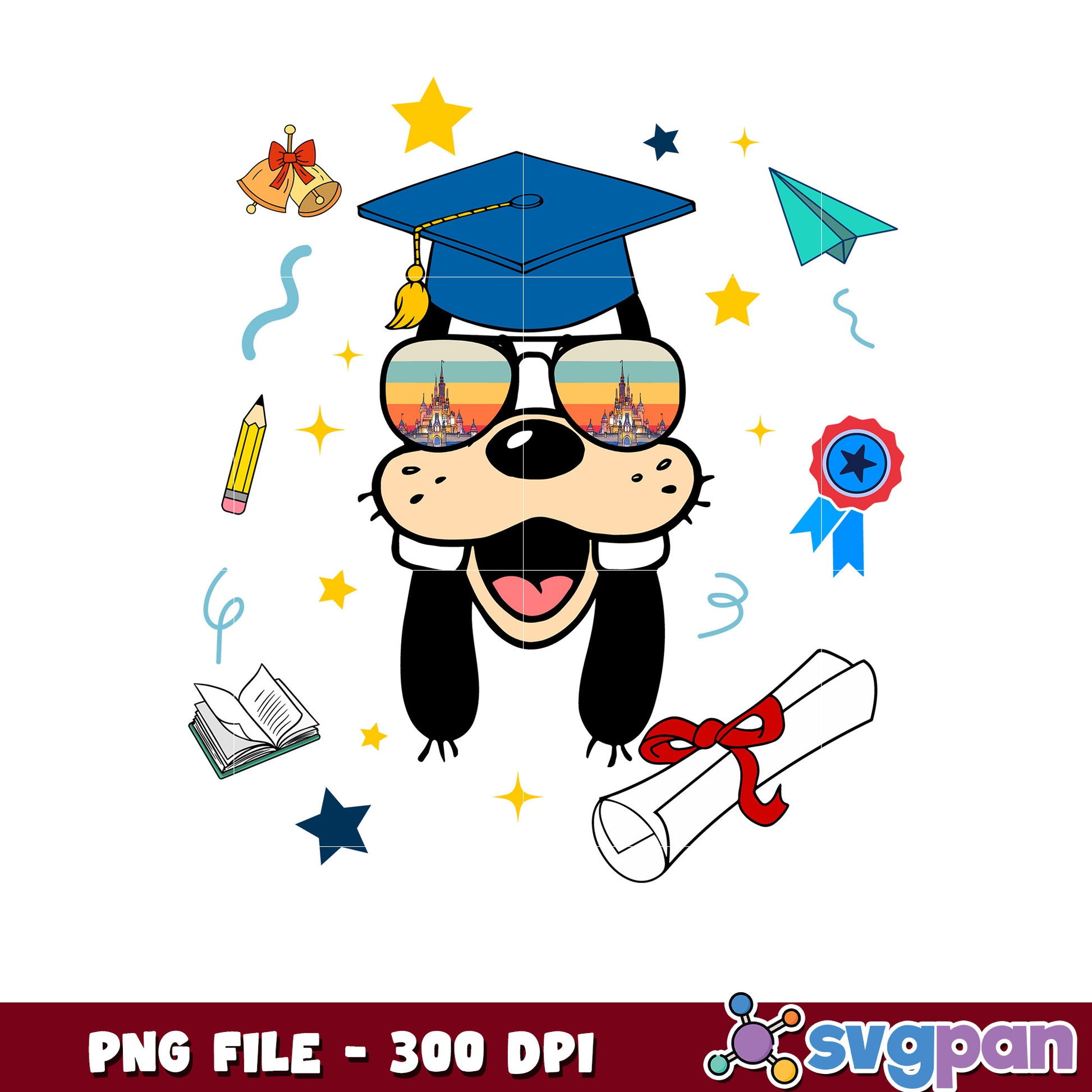 Goofy graduate png, disney goofy graduation png, funny goofy grad cap design png