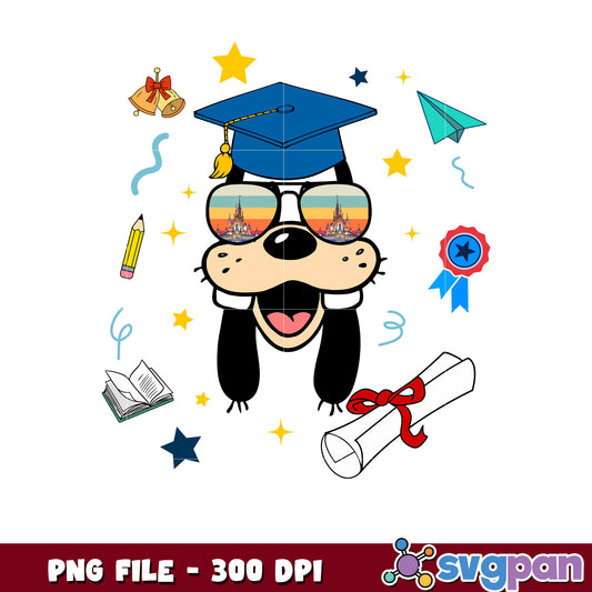 Goofy graduate png, disney goofy graduation png, funny goofy grad cap design png