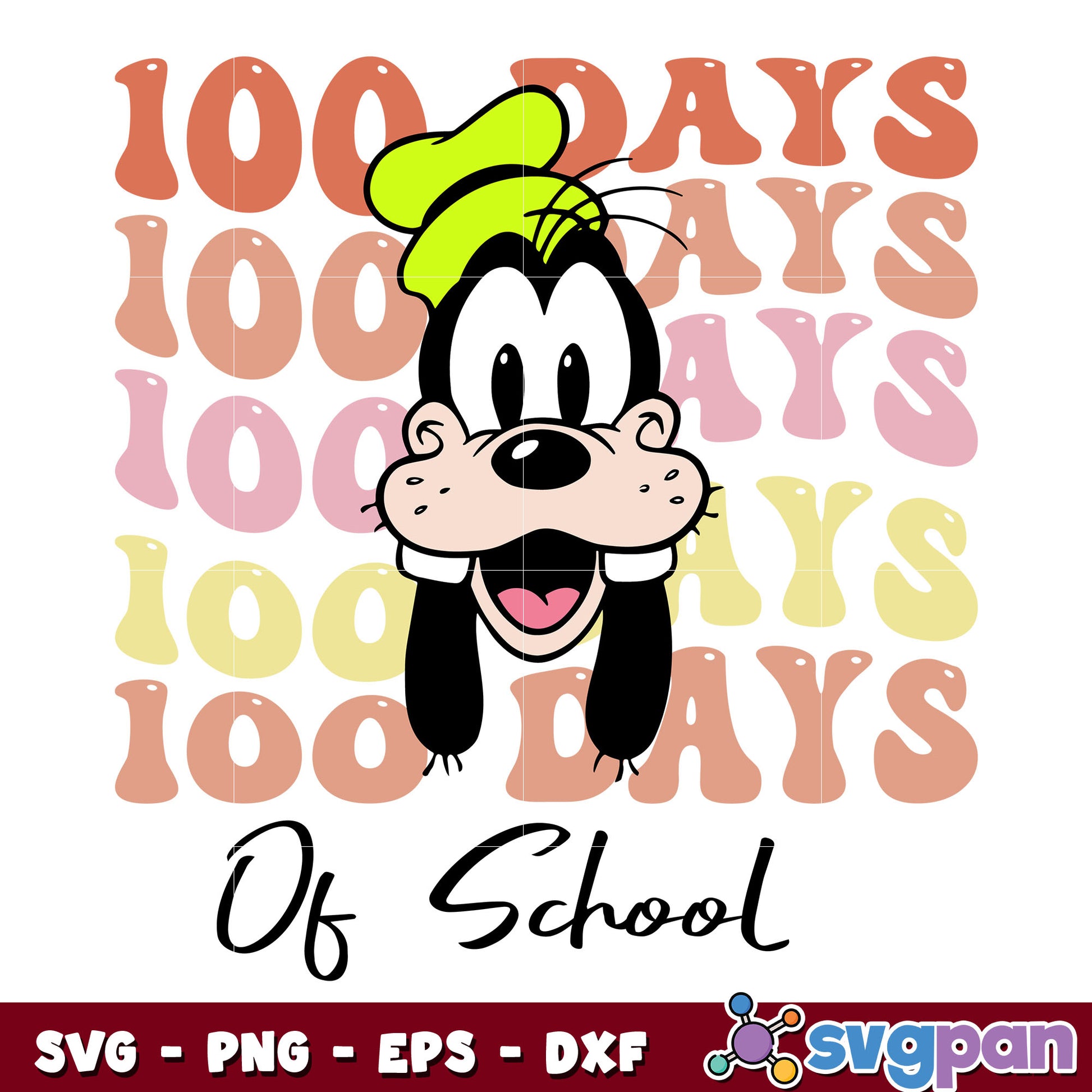 Goofy head 100 day of school svg