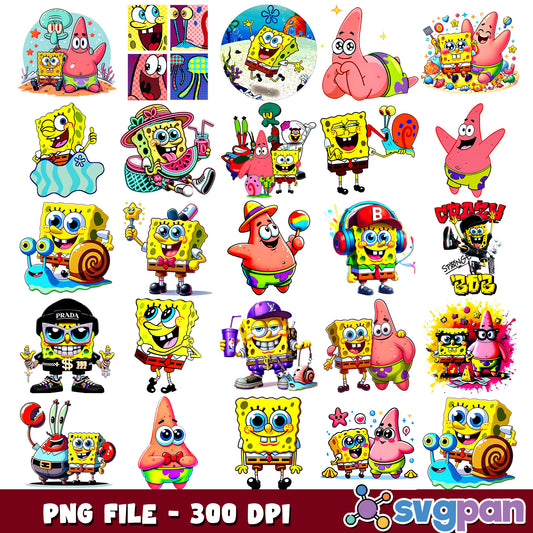 Goofy spongebob design png bundle