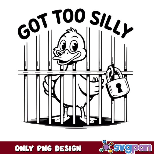 Got Too Silly Duck In Jail PNG, Funny Duck PNG, Humor PNG