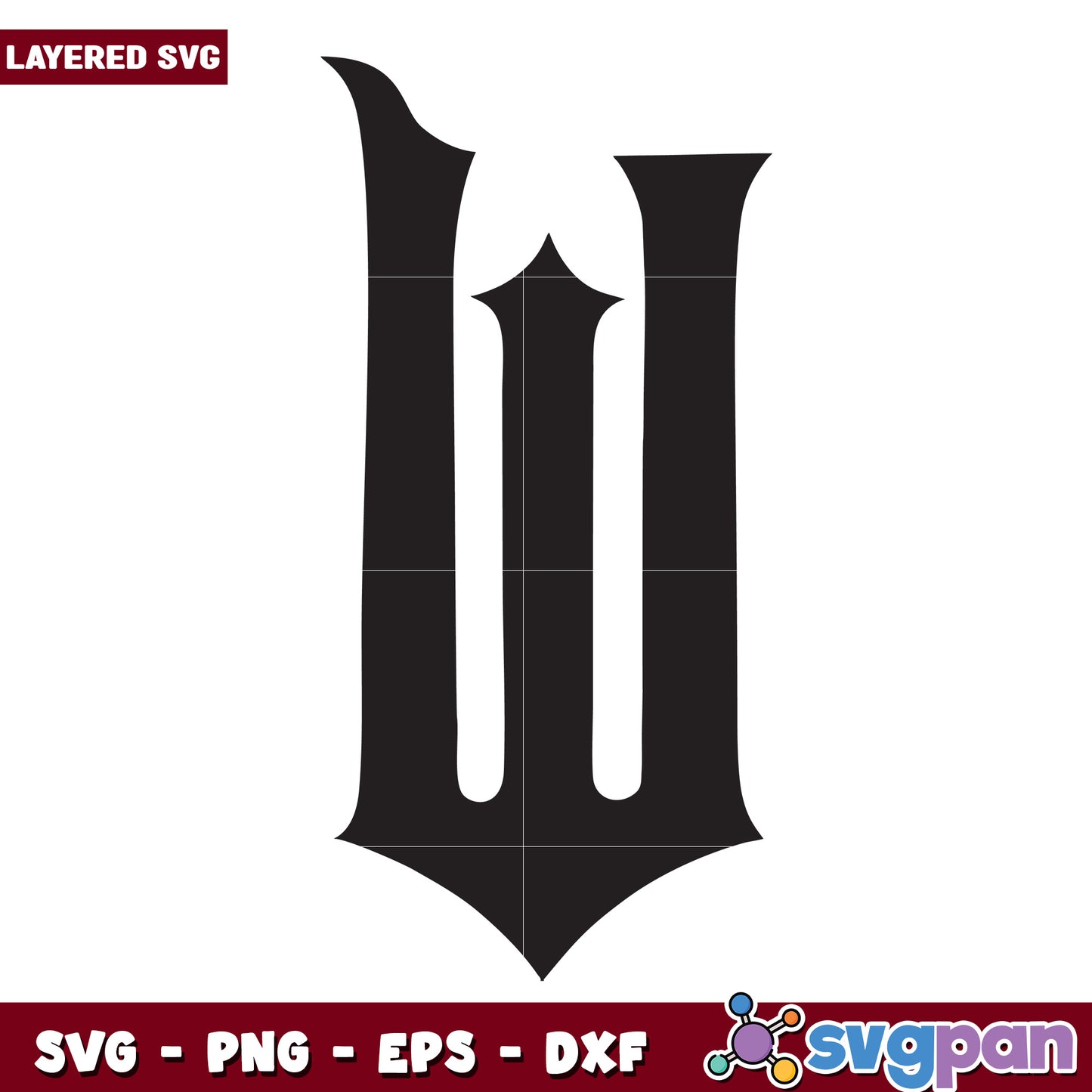 Gothic Letter W SVG Vector Graphic