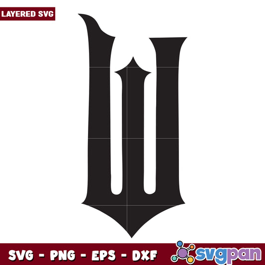 Gothic Letter W SVG Vector Graphic