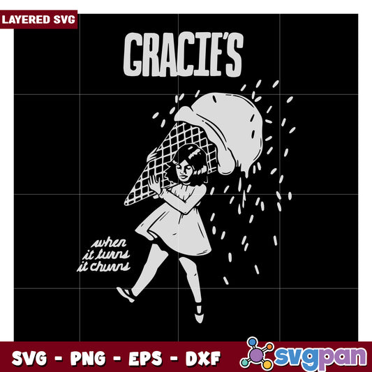 Gracie's Ice Cream SVG Design, Fun Layered Graphic for Crafting