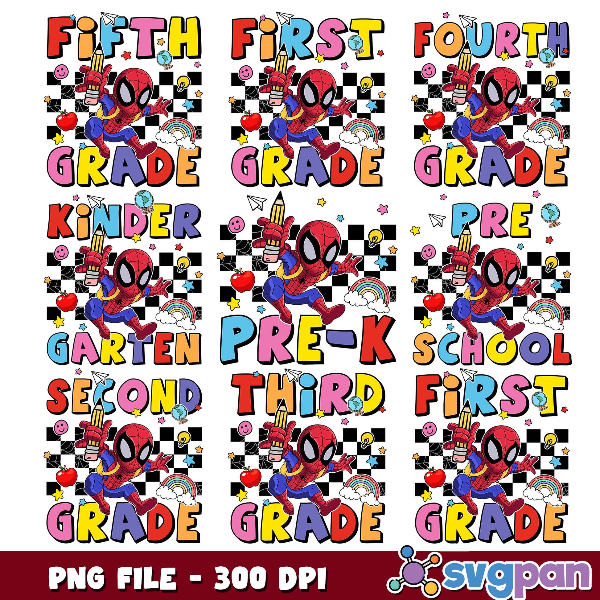 Grade school design spidey png bundle