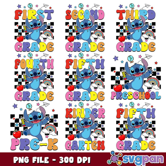 Grade school stitch design png bundle
