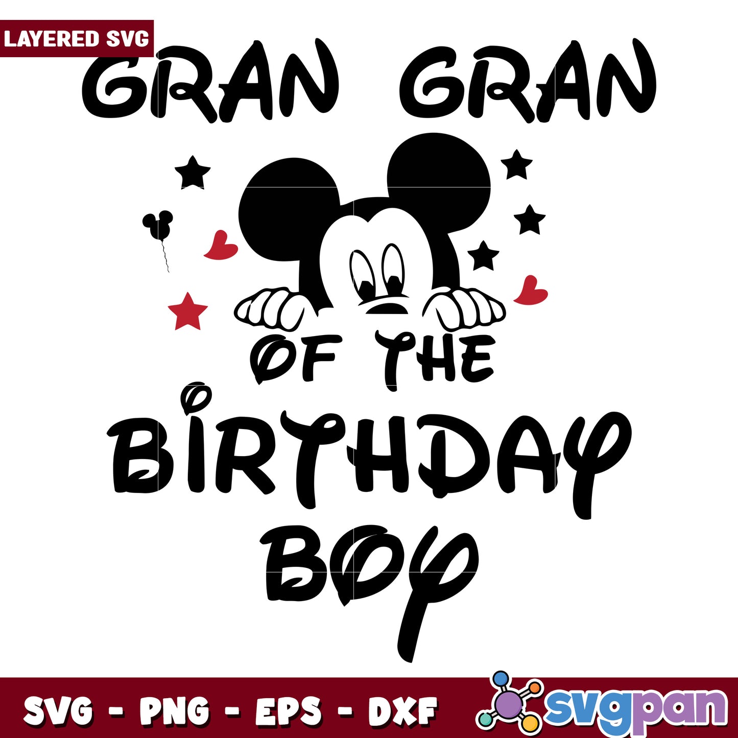Gran Gran of Birthday Boy Mickey SVG