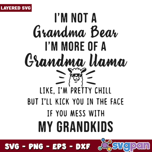 Grandma Llama SVG Design for Fun Gifts, Perfect for Family Projects