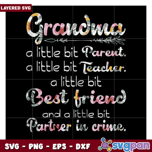 Grandma SVG Design for Family Love, Perfect Gift for Grandma