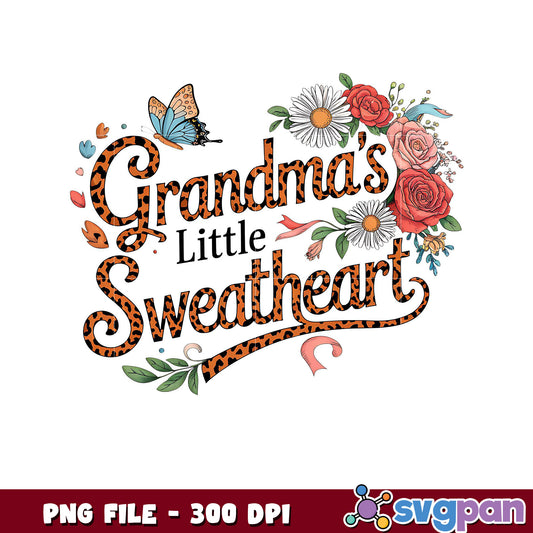 Grandma's Little Sweetheart Floral PNG Design for Decor, Perfect Gift for Grandmas