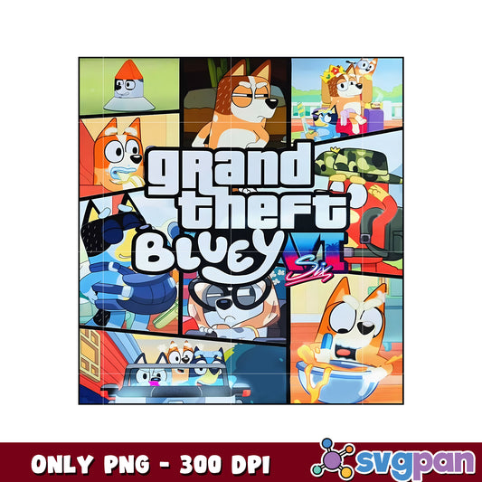 Grand theft bluey family png, bluey cartoon png, bluey png