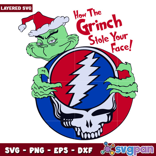 Grateful Dead How The Grinch Stole Your Face svg, christmas cookies svg, grinch design svg