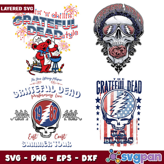Grateful Dead SVG Bundle 4 Layered Designs
