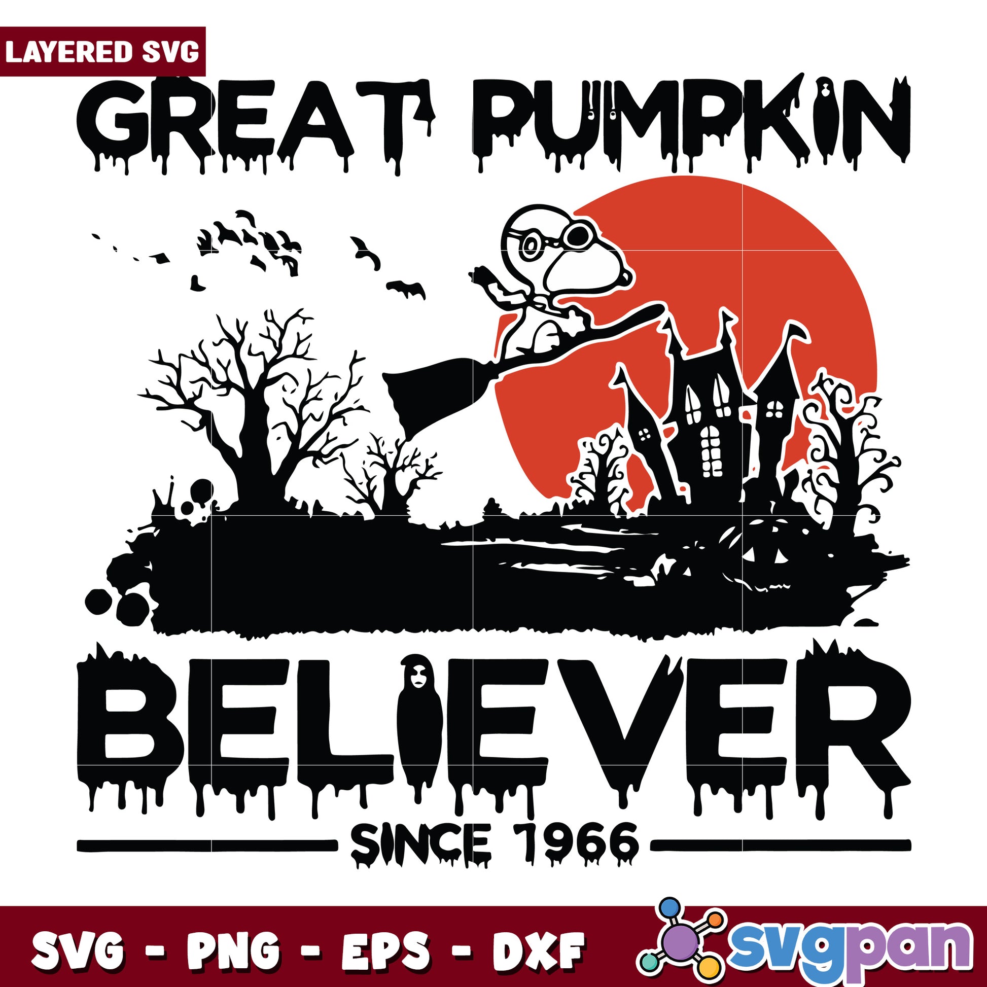 Great pumpkin believer since 1966 illustration svg, halloween toys svg, halloween vacation svg
