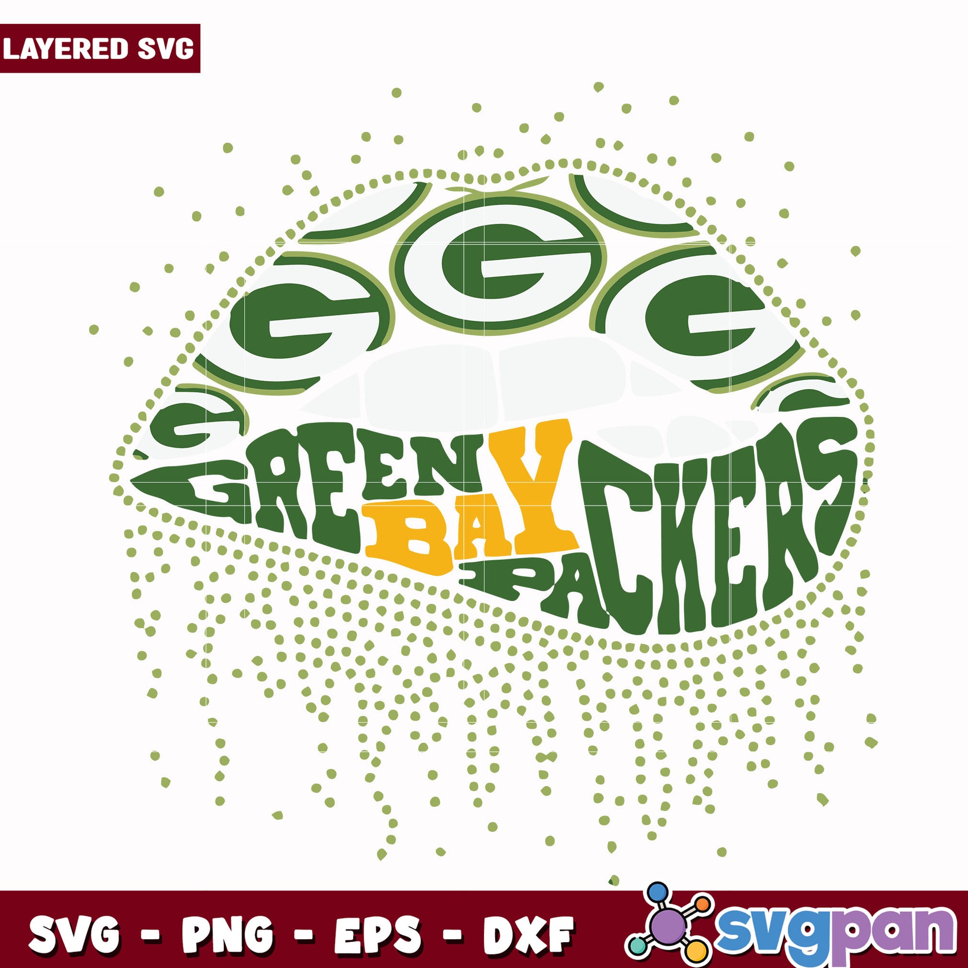 Green Bay Packers lips creative design svg, nfl scores svg, football packers svg
