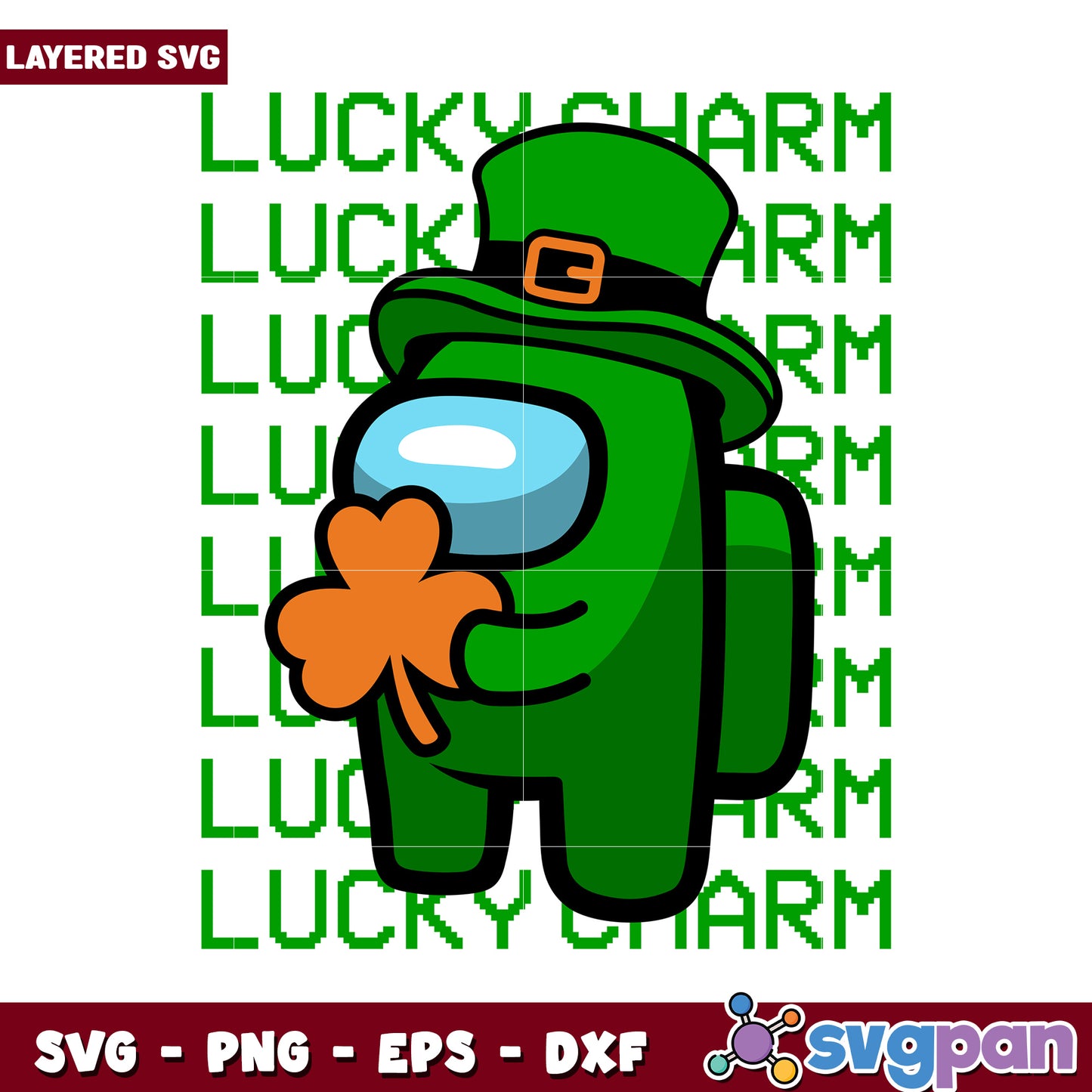 Green Character Holding Clover SVG, Perfect for Lucky Charm Designs