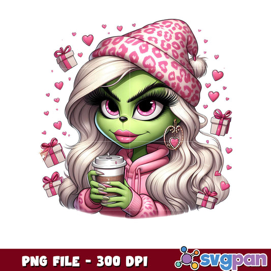 Green Character with Coffee, Cute Style and Gifts Design