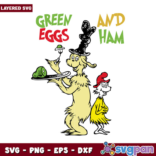 Green Eggs and Ham SVG Design, Ideal for Crafts and Projects