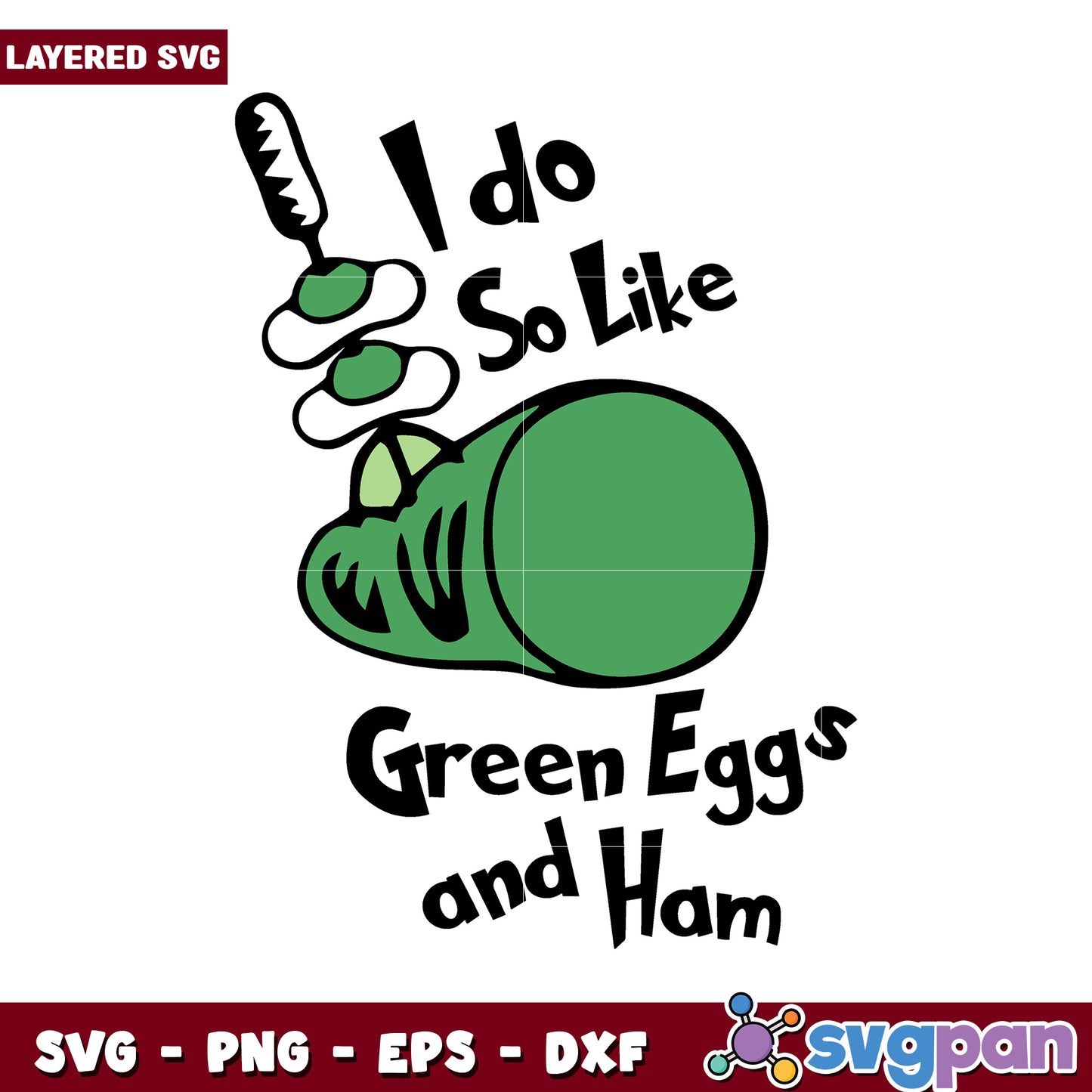 Green Eggs and Ham SVG design, perfect for fun projects and crafts