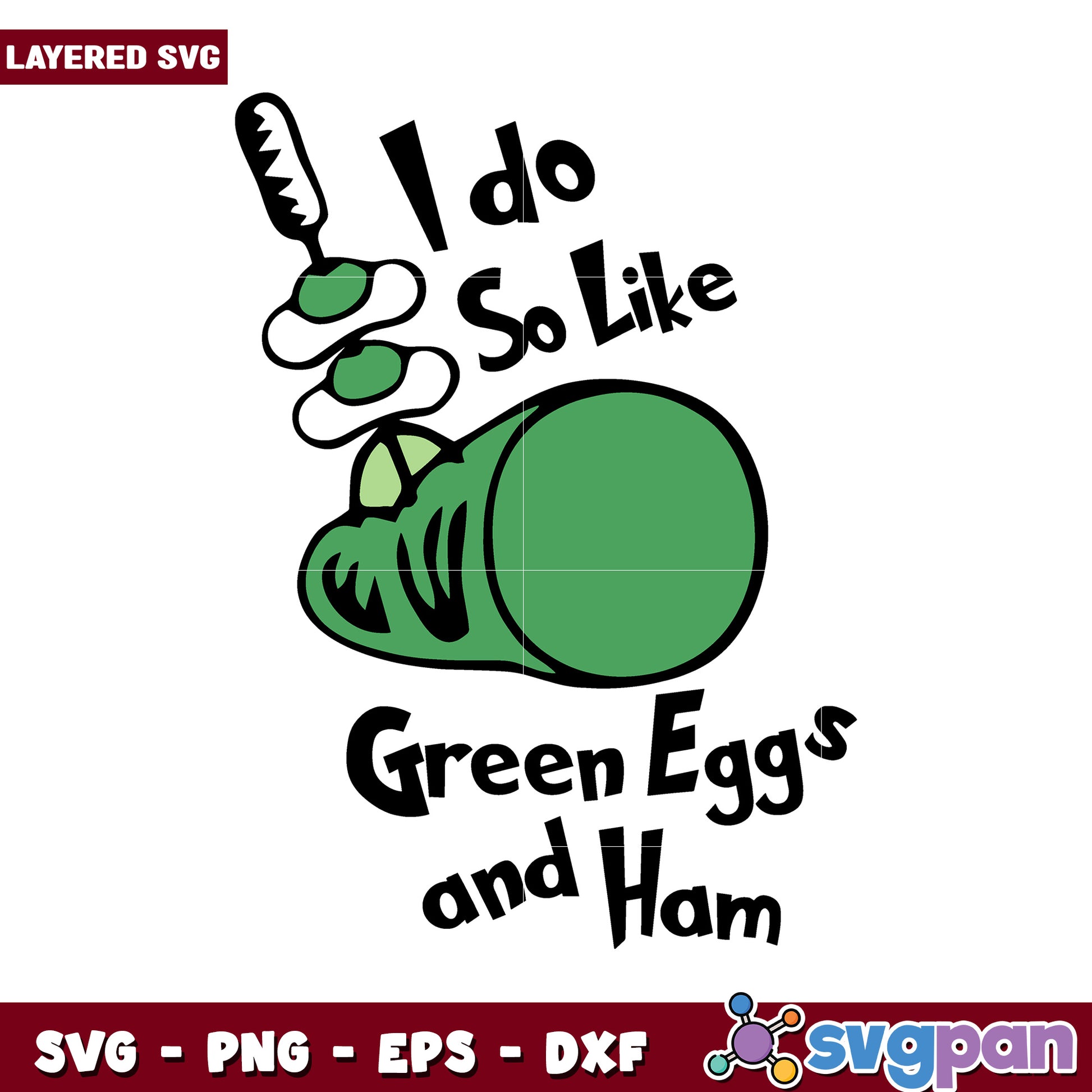 Green Eggs and Ham SVG design, perfect for fun projects and crafts