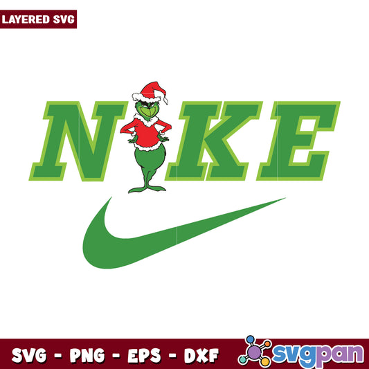 Green Nike Logo Grinch Christmas svg, christmas cookies svg, grinch design svg