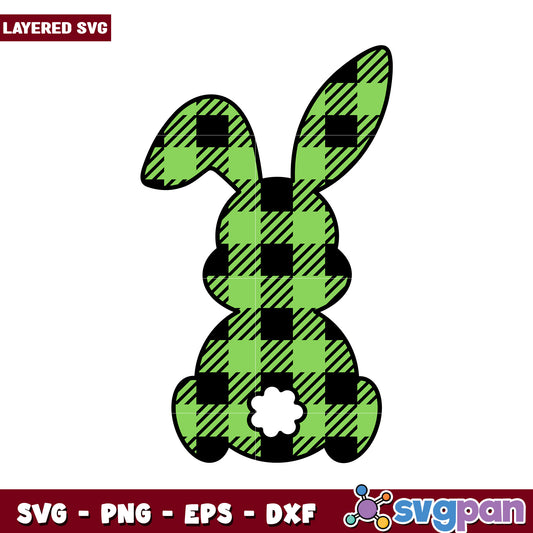 Green Plaid Bunny SVG Design for Easter Crafts, Perfect for Cutting