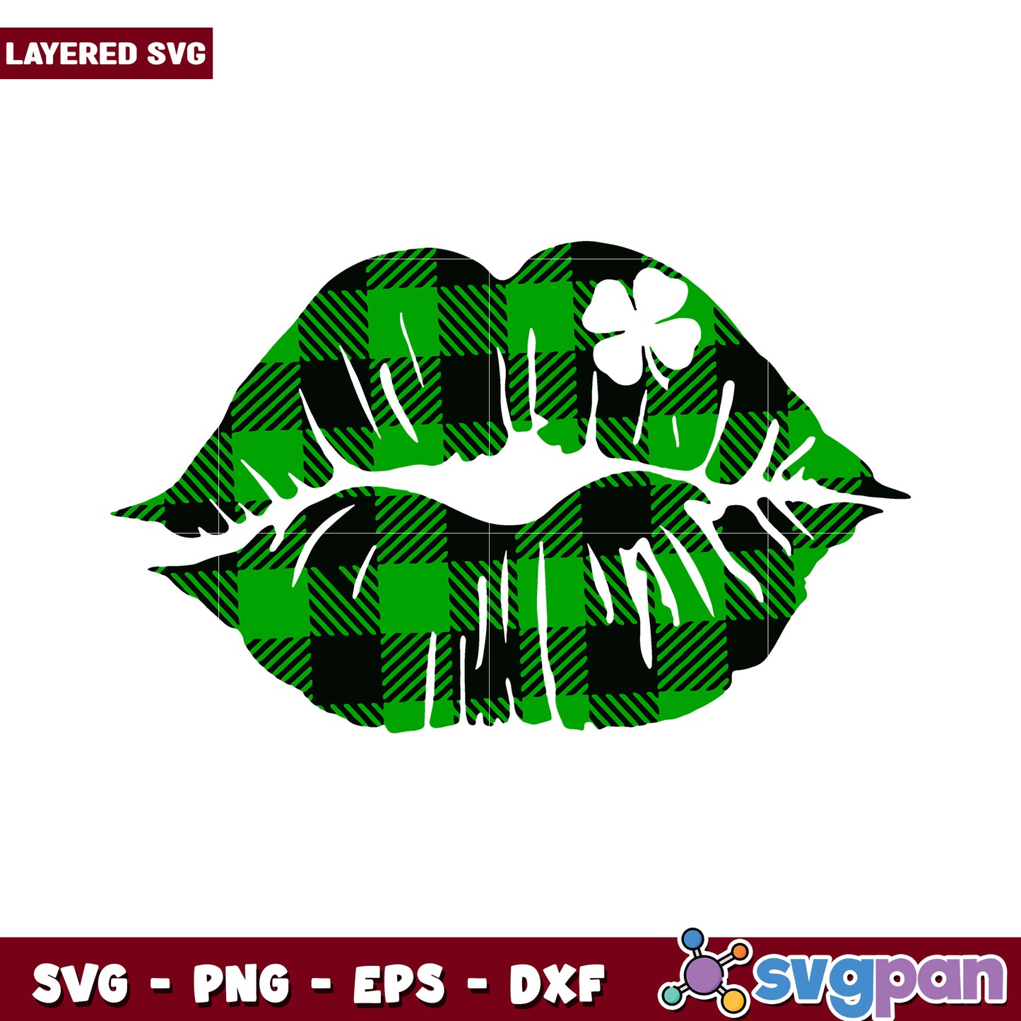 Green Plaid Lips SVG Design for St Patrick's Day Crafts, Perfect for DIY Projects