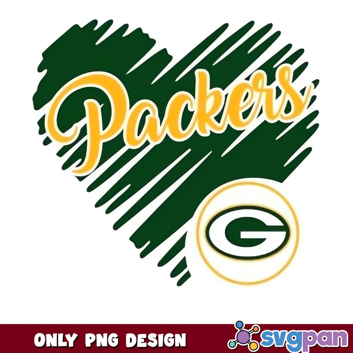 Green Bay Packers Heart PNG, NFL Football PNG, Packers PNG