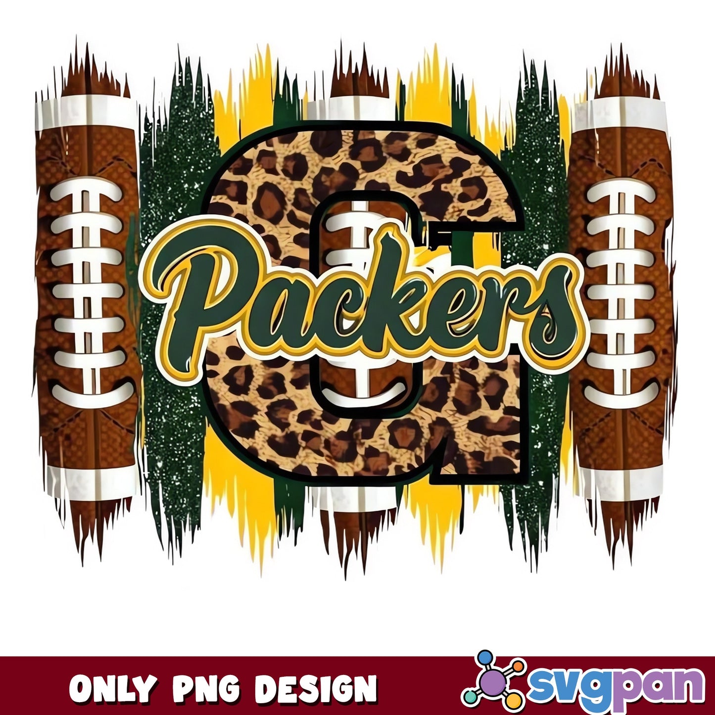 Green Bay Packers Leopard PNG, Football Sublimation PNG, NFL PNG