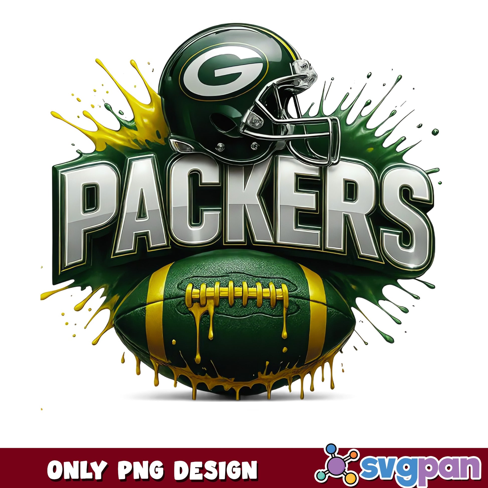 Green Bay Packers PNG, Football Helmet Drip Design PNG, NFL PNG