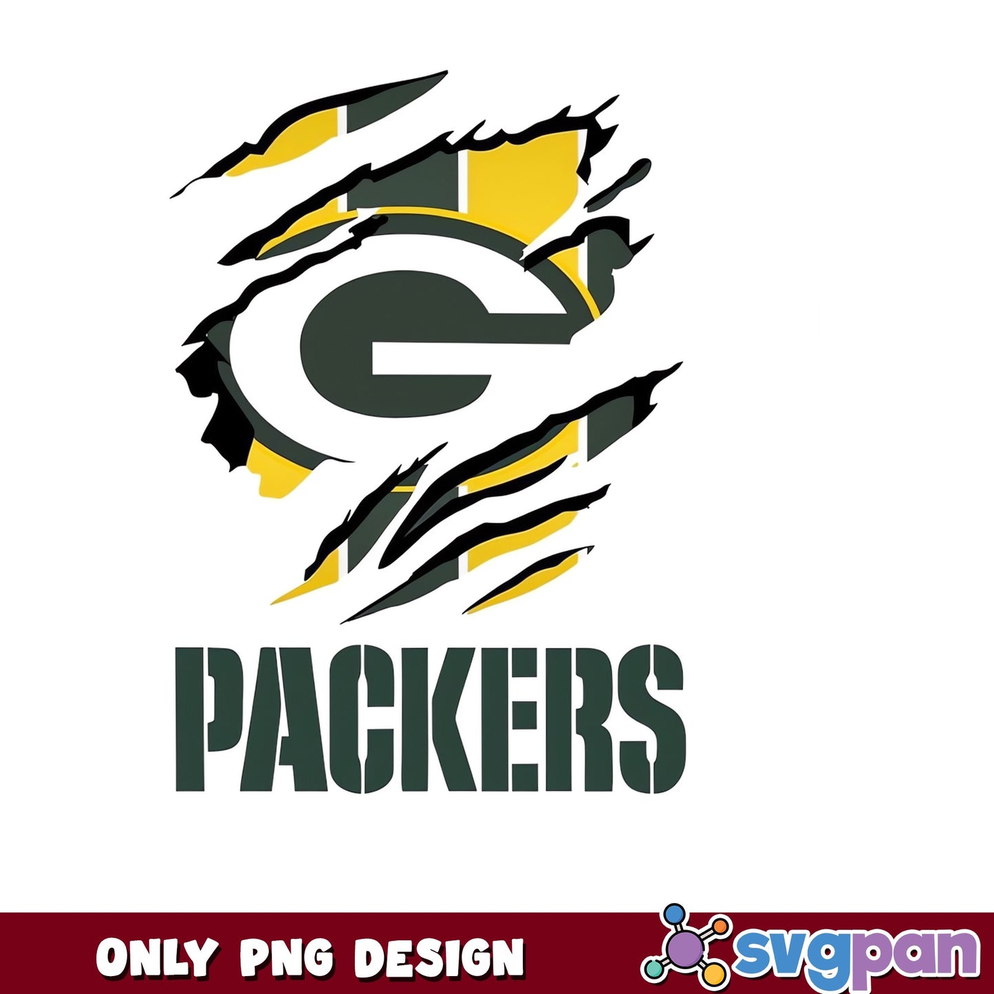 Green Bay Packers Ripped Claw PNG, NFL Football PNG, Packers PNG