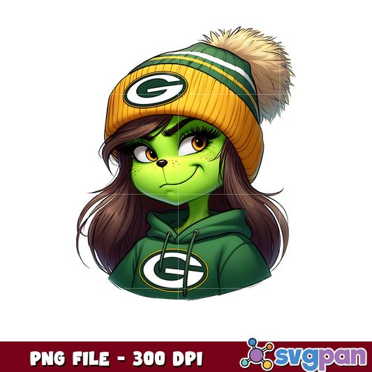 Green bay packers girl grinch png, nfl playoffs png, nfl football​ png