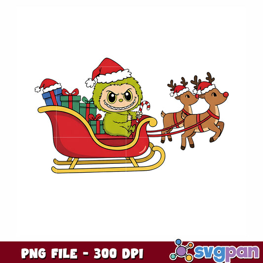 Green labubu grinch reindeer png, christmnas tree png, christmas season png