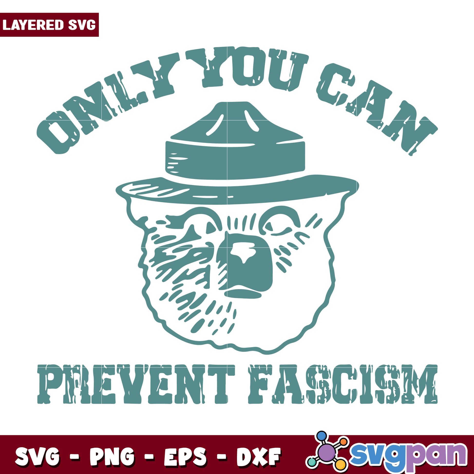 Green smoke bear only you can prevent fascism svg, anti fascist​ svg