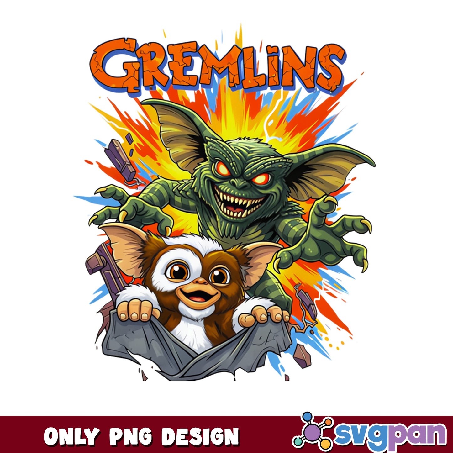 Gremlins Gizmo And Stripe PNG, Horror Movie PNG, Halloween PNG