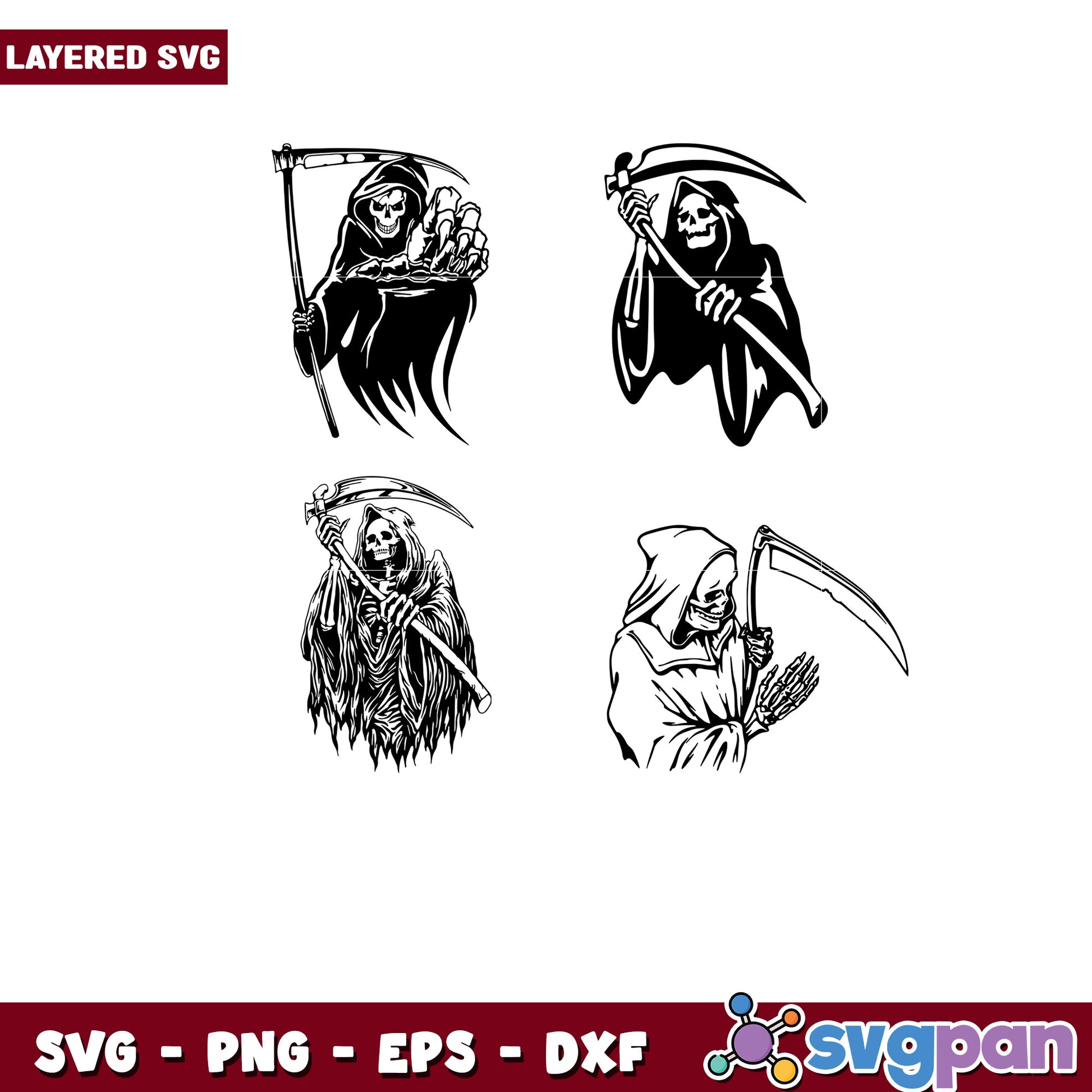 Grim Reaper SVG Bundle 4 Layered Designs