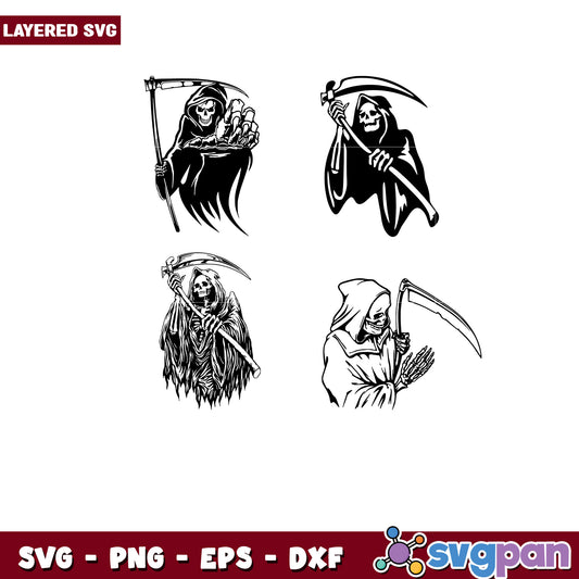 Grim Reaper SVG Bundle 4 Layered Designs