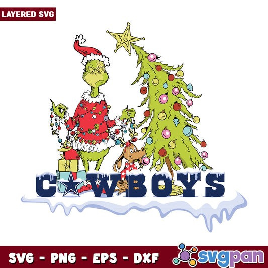 Grinch And Max Christmas Tree Dallas Cowboys svg, christmas cookies svg, grinch design svg